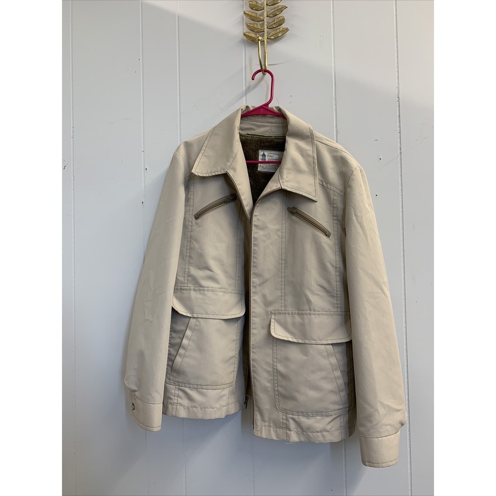 Beige London Fog Fur Coat‎ Winter 46 Regular Zip Jacket Cute Casual Faux